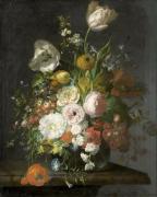 Картина Натюрморт с цветами в стеклянной вазе, Рейчел Рюйшем 